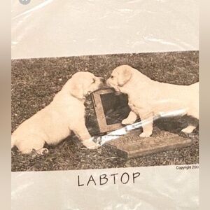 Cotton Tee Shirt Labrador Puppy Labtop Unisex